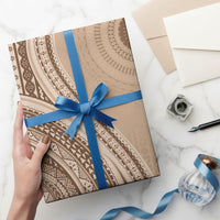 Bula Fiji Vintage Tapa Wrapping Paper Kaivity Masi Wave Motifs - Mocha