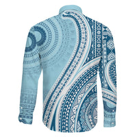 Bula Fiji Vintage Tapa Family Matching Off Shoulder Short Dress and Hawaiian Shirt Kaivity Masi Wave Motifs - Turquoise