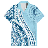 Bula Fiji Vintage Tapa Family Matching Puletasi and Hawaiian Shirt Kaivity Masi Wave Motifs - Turquoise