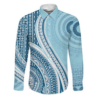 Bula Fiji Vintage Tapa Family Matching Puletasi and Hawaiian Shirt Kaivity Masi Wave Motifs - Turquoise