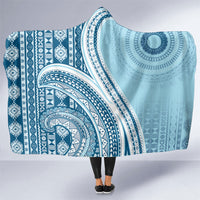Bula Fiji Vintage Tapa Hooded Blanket Kaivity Masi Wave Motifs - Turquoise LT7 One Size Turquoise - Polynesian Pride