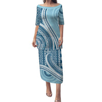 Bula Fiji Vintage Tapa Puletasi Kaivity Masi Wave Motifs - Turquoise