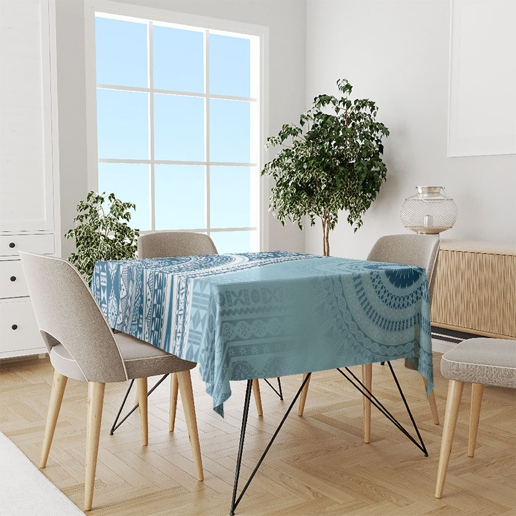 Bula Fiji Vintage Tapa Tablecloth Kaivity Masi Wave Motifs - Turquoise
