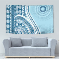 Bula Fiji Vintage Tapa Tapestry Kaivity Masi Wave Motifs - Turquoise LT7 - Polynesian Pride