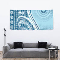 Bula Fiji Vintage Tapa Tapestry Kaivity Masi Wave Motifs - Turquoise LT7 - Polynesian Pride