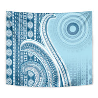 Bula Fiji Vintage Tapa Tapestry Kaivity Masi Wave Motifs - Turquoise LT7 - Polynesian Pride