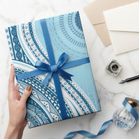 Bula Fiji Vintage Tapa Wrapping Paper Kaivity Masi Wave Motifs - Turquoise