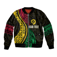 Personalised Vanuatu Bomber Jacket Melanesian Sand Drawing Mixed - Ni Van and Proud LT7 Unisex Black - Polynesian Pride