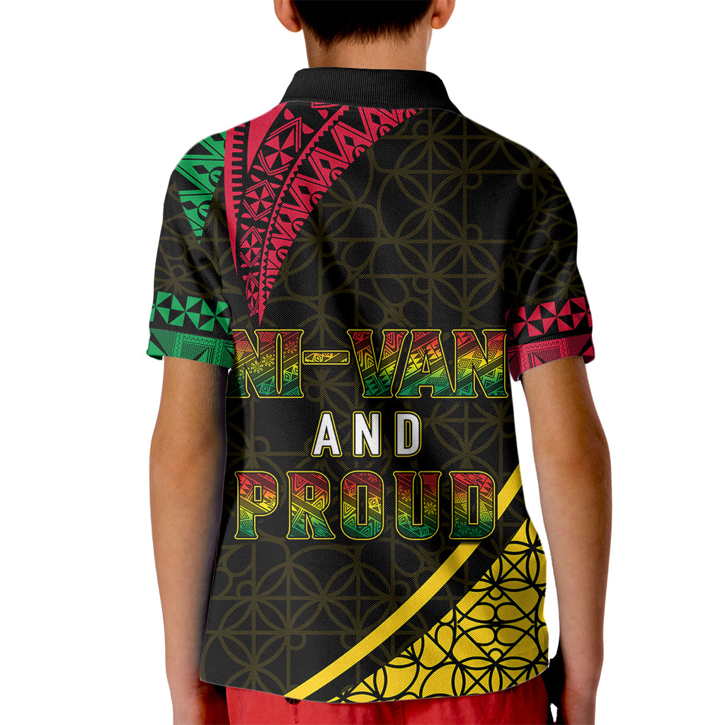 Personalised Vanuatu Kid Polo Shirt Melanesian Sand Drawing Mixed - Ni Van and Proud LT7 - Polynesian Pride
