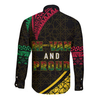 Personalised Vanuatu Long Sleeve Button Shirt Melanesian Sand Drawing Mixed - Ni Van and Proud LT7 - Polynesian Pride