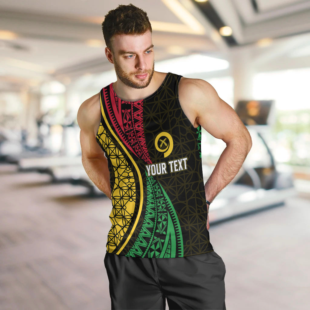 Personalised Vanuatu Men Tank Top Melanesian Sand Drawing Mixed - Ni Van and Proud LT7 - Polynesian Pride