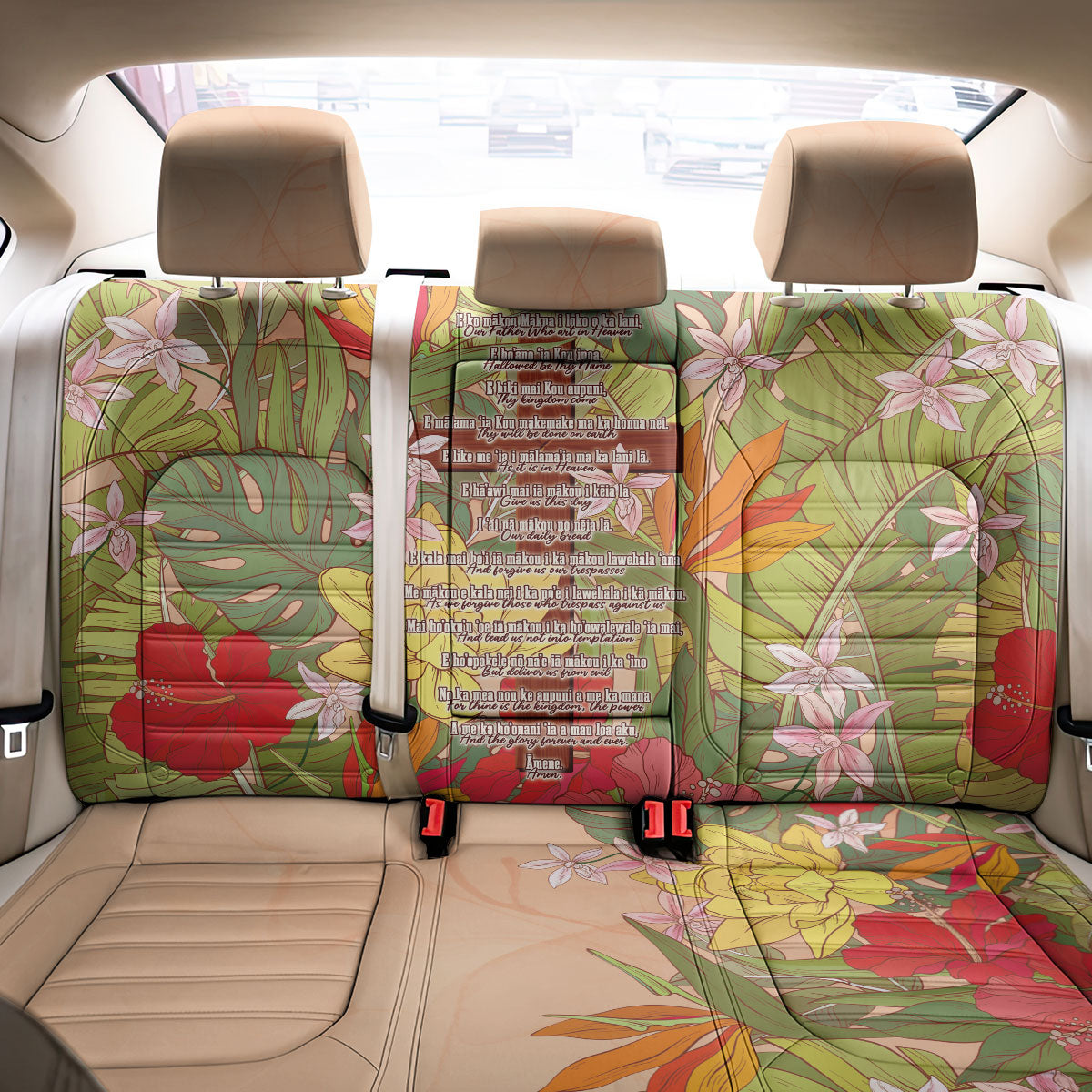 Mahalo Hawaii - Ka Pule a ka Haku Back Car Seat Cover Tropical Flowers LT7 - Polynesian Pride