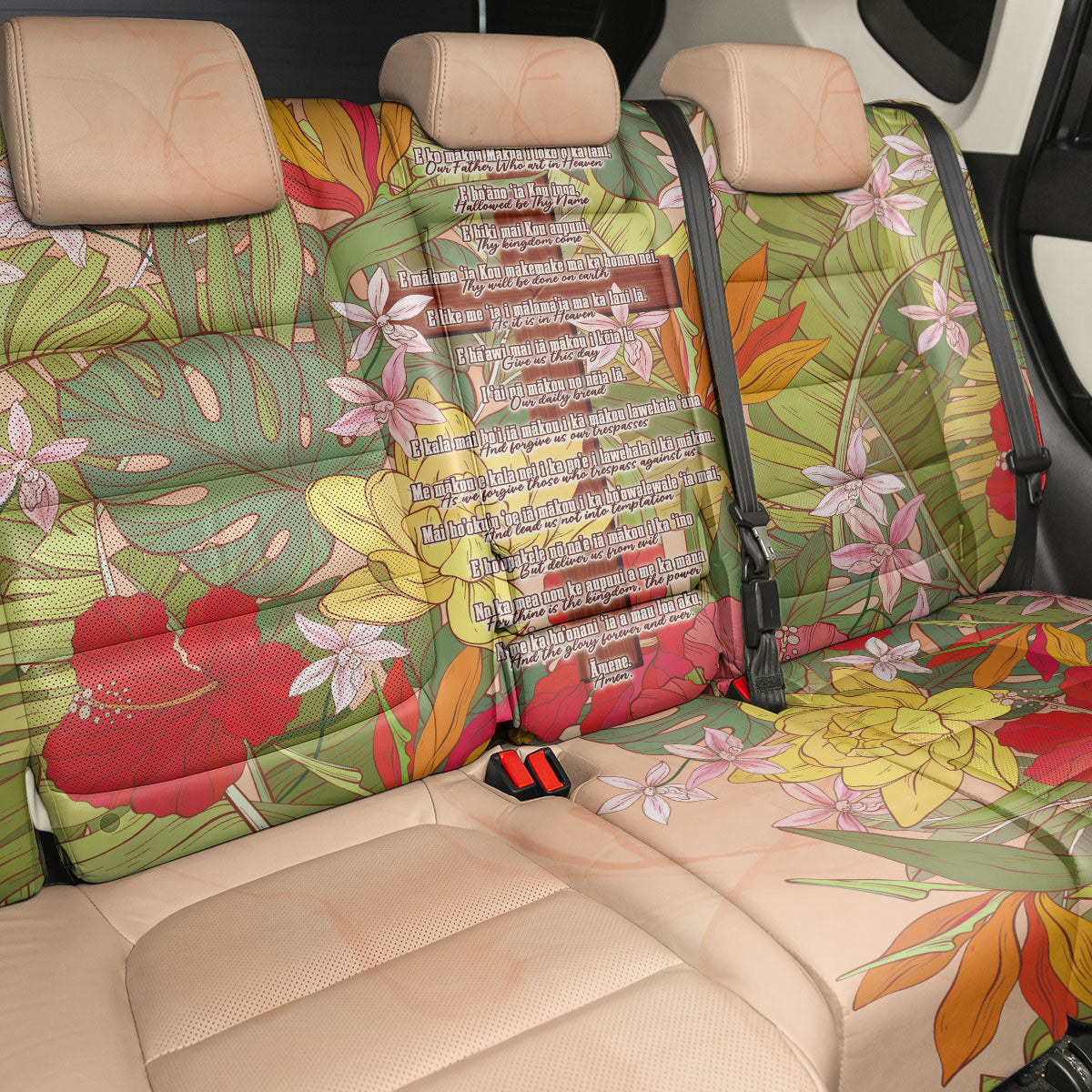 Mahalo Hawaii - Ka Pule a ka Haku Back Car Seat Cover Tropical Flowers LT7 - Polynesian Pride