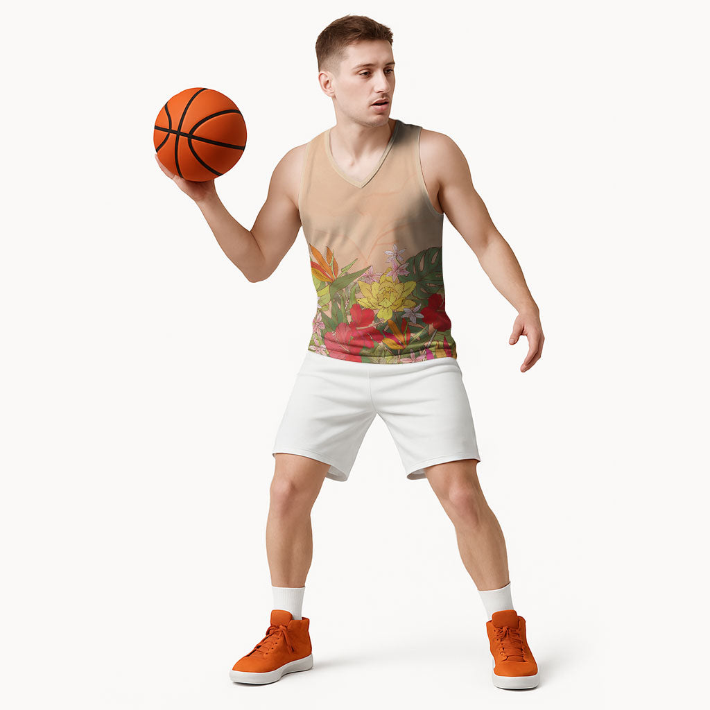 Mahalo Hawaii - Ka Pule a ka Haku Basketball Jersey Tropical Flowers LT7 - Polynesian Pride