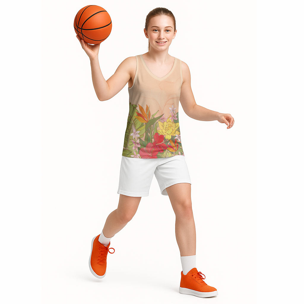Mahalo Hawaii - Ka Pule a ka Haku Basketball Jersey Tropical Flowers LT7 - Polynesian Pride