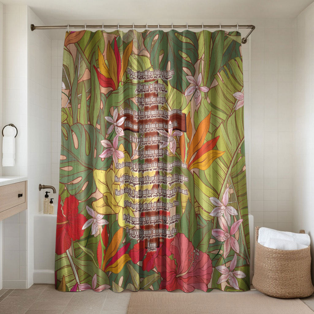 Mahalo Hawaii - Ka Pule a ka Haku Bathroom Set Tropical Flowers LT7 Shower Curtain Only Coral Pink - Polynesian Pride