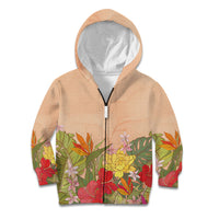 Mahalo Hawaii - Ka Pule a ka Haku Kid Hoodie Tropical Flowers LT7 Zip Hoodie Coral Pink - Polynesian Pride