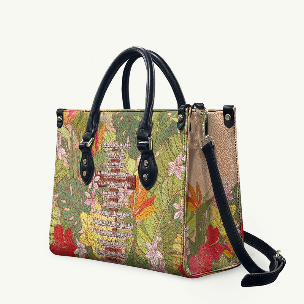 Mahalo Hawaii - Ka Pule a ka Haku Leather Bag Tropical Flowers LT7 Coral Pink - Polynesian Pride