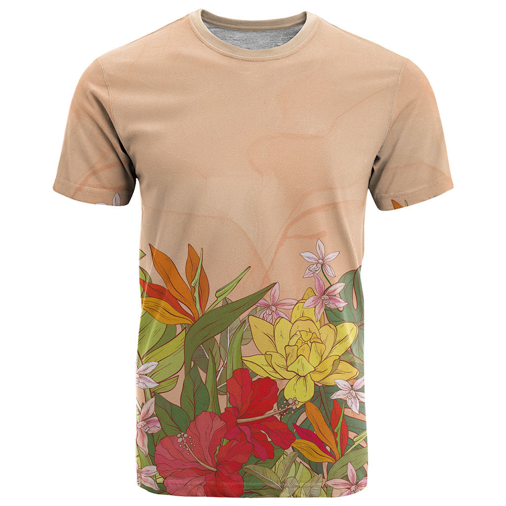 Mahalo Hawaii - Ka Pule a ka Haku T Shirt Tropical Flowers LT7 Coral Pink - Polynesian Pride