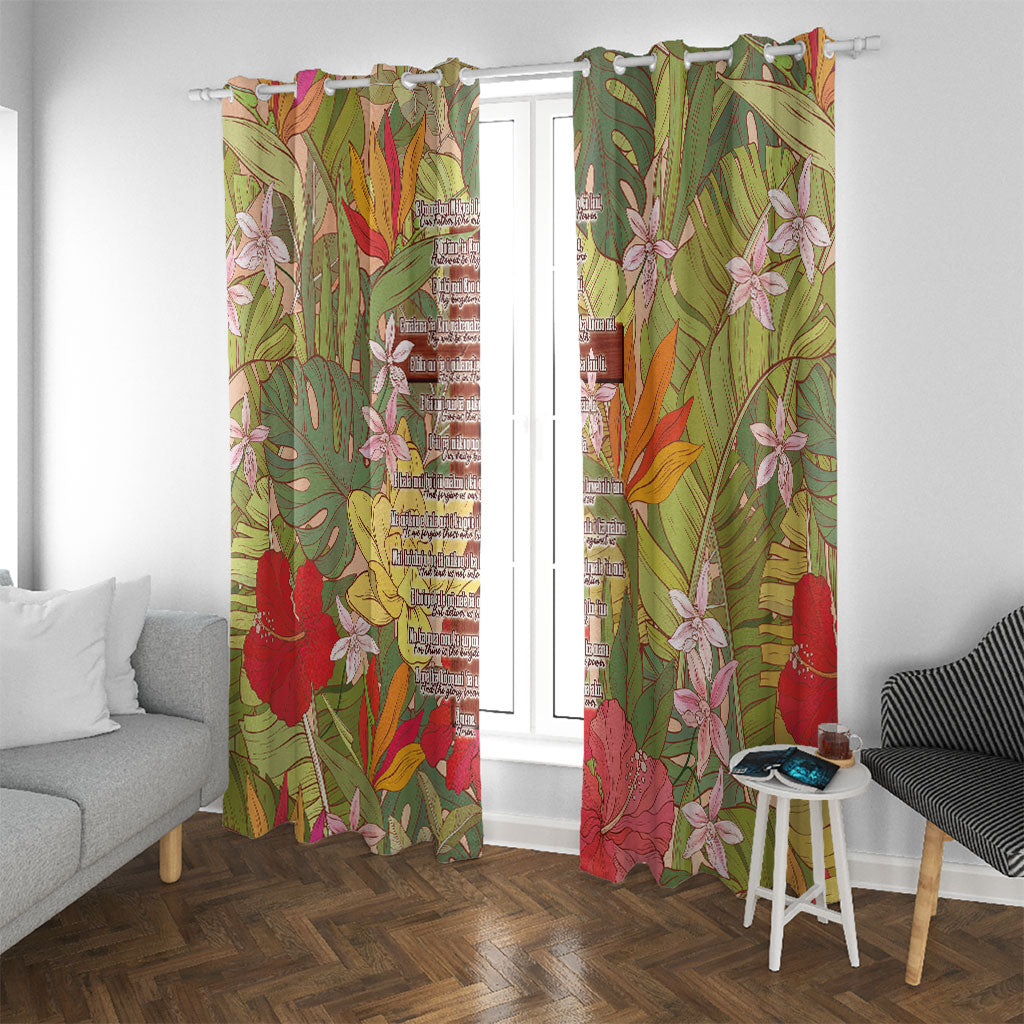 Mahalo Hawaii - Ka Pule a ka Haku Window Curtain Tropical Flowers LT7 With Grommets Coral Pink - Polynesian Pride
