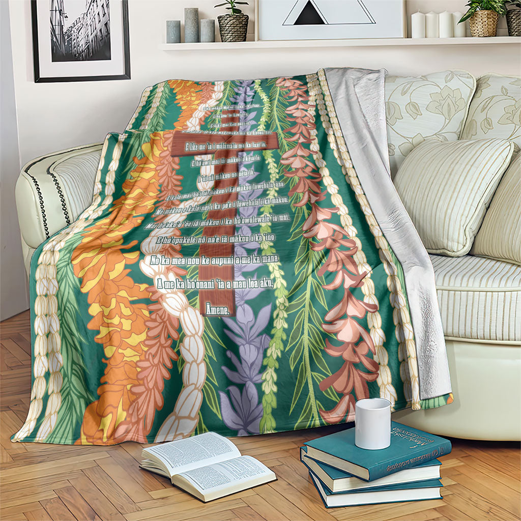 Mahalo Hawaii - Ka Pule a ka Haku Blanket Mixed Lei LT7 Sage Green - Polynesian Pride
