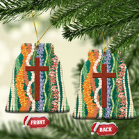 Mahalo Hawaii - Ka Pule a ka Haku Ceramic Ornament Mixed Lei LT7 Bell Flake Sage Green - Polynesian Pride
