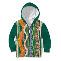 Mahalo Hawaii - Ka Pule a ka Haku Kid Hoodie Mixed Lei LT7 Zip Hoodie Sage Green - Polynesian Pride
