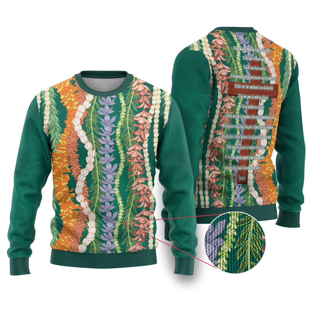 Mahalo Hawaii - ⁠Ka Pule a ka Haku Ugly Christmas Sweater Mixed Lei