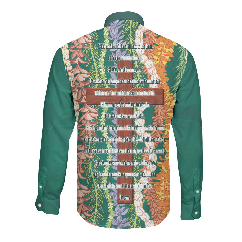 Mahalo Hawaii - Ka Pule a ka Haku Long Sleeve Button Shirt Mixed Lei LT7 - Polynesian Pride