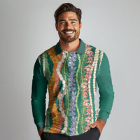 Mahalo Hawaii - Ka Pule a ka Haku Long Sleeve Polo Shirt Mixed Lei LT7 - Polynesian Pride