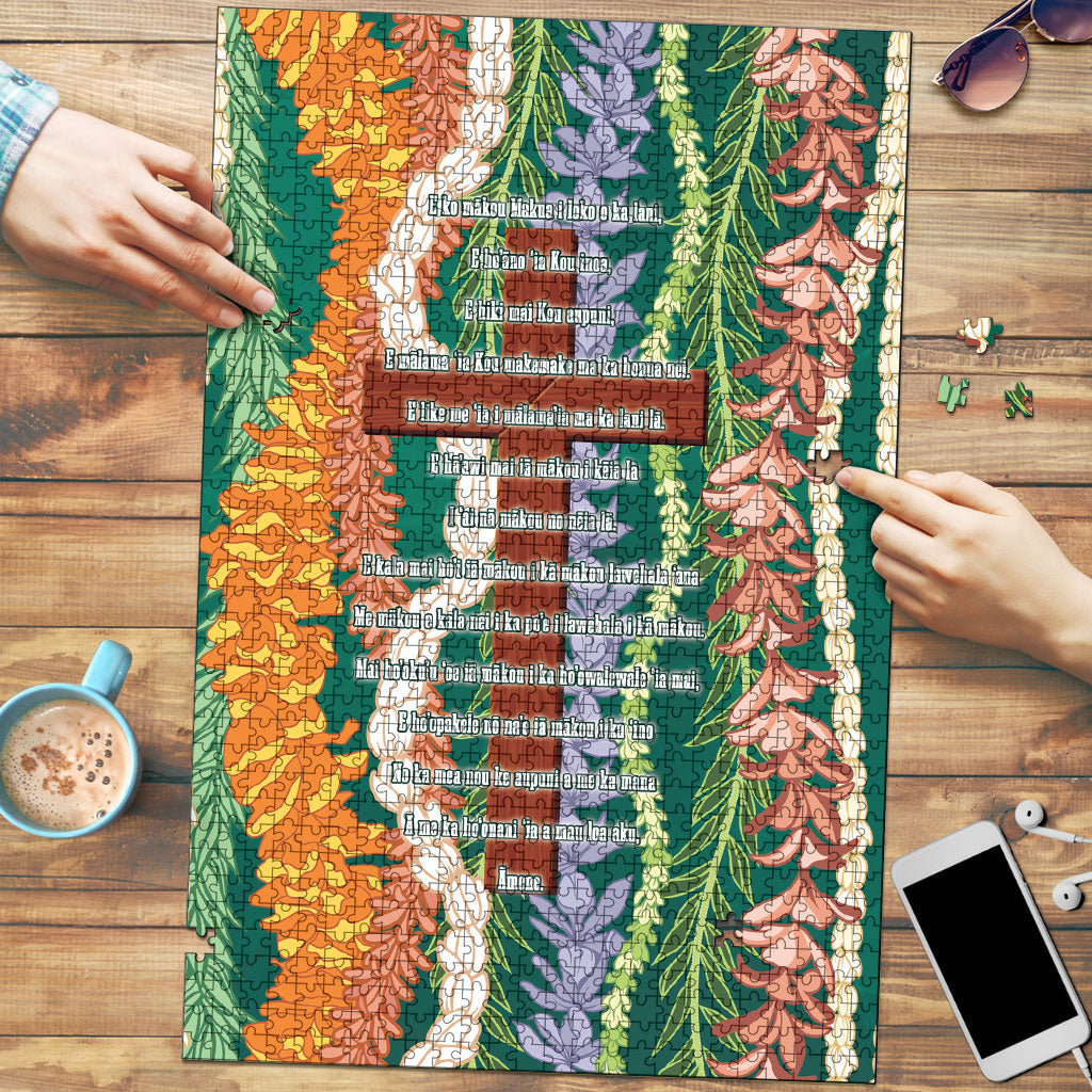 Mahalo Hawaii - Ka Pule a ka Haku Puzzle Mixed Lei LT7 Sage Green - Polynesian Pride