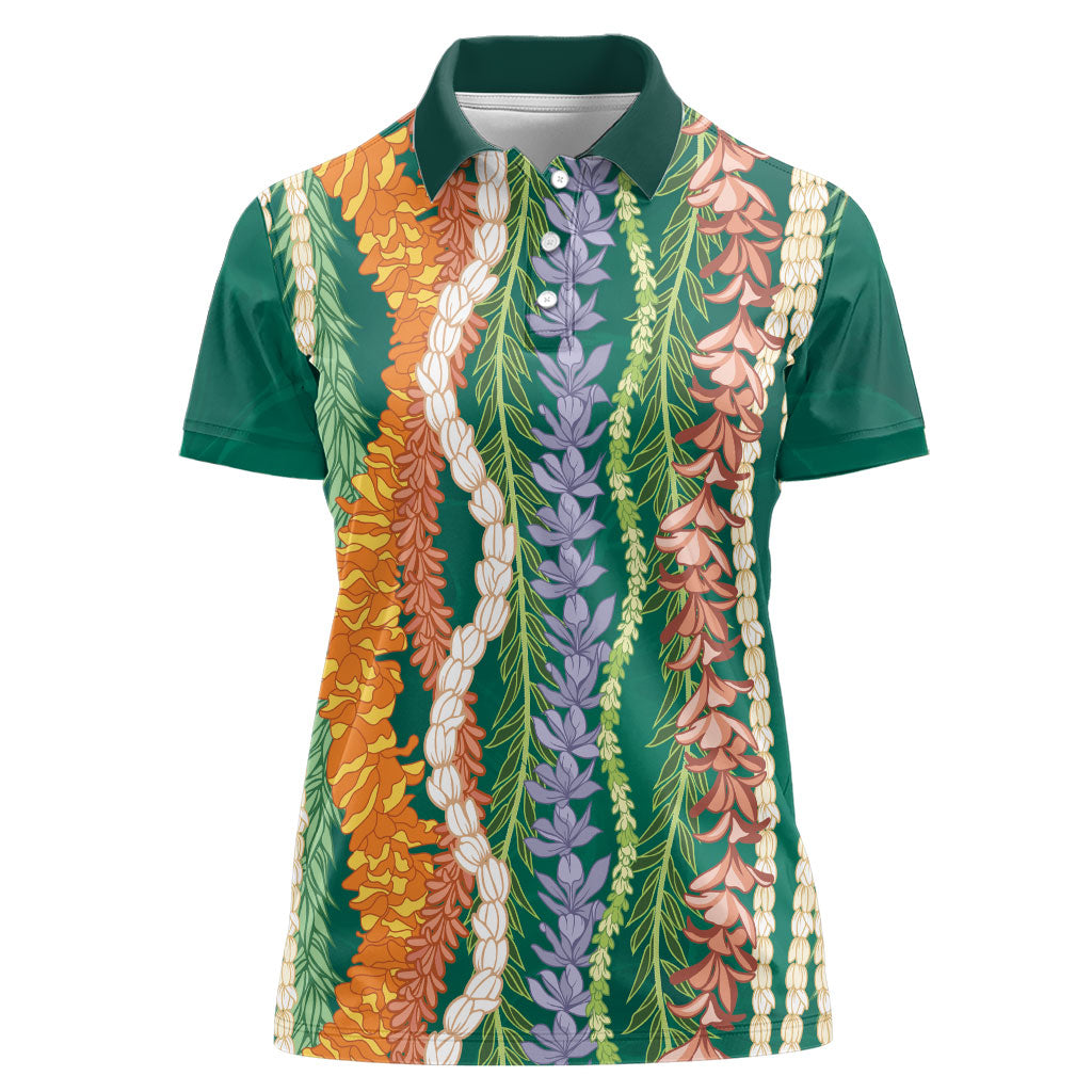 Mahalo Hawaii - Ka Pule a ka Haku Women Polo Shirt Mixed Lei LT7 Female Sage Green - Polynesian Pride
