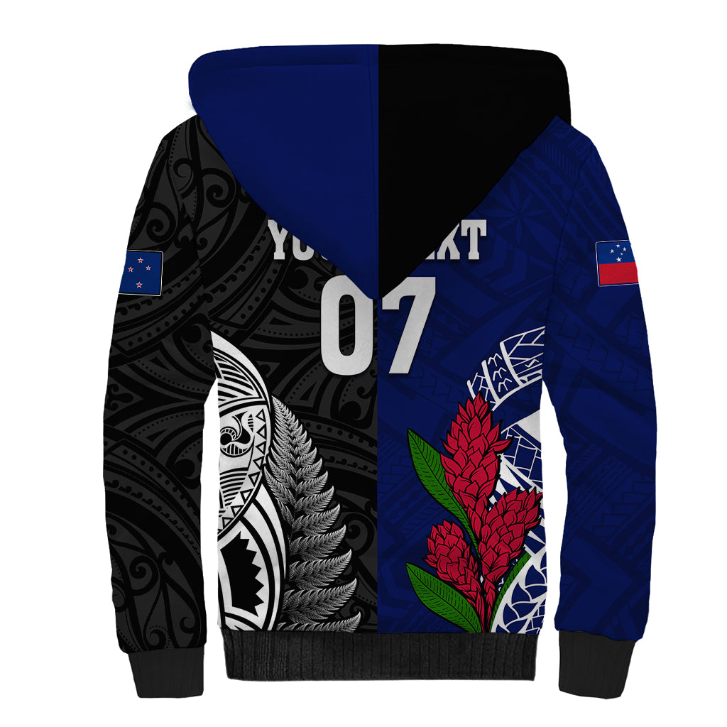 Personalised New Zealand Vs Samoa Rugby Sherpa Hoodie Go Champions LT7 - Polynesian Pride