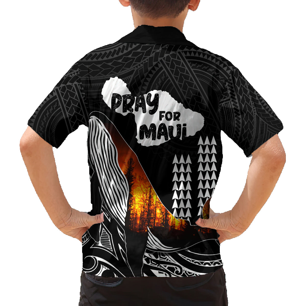 Hawaii Humpback Whale Family Matching Off Shoulder Maxi Dress and Hawaiian Shirt Be Strong - Pray For Maui LT7 - Polynesian Pride