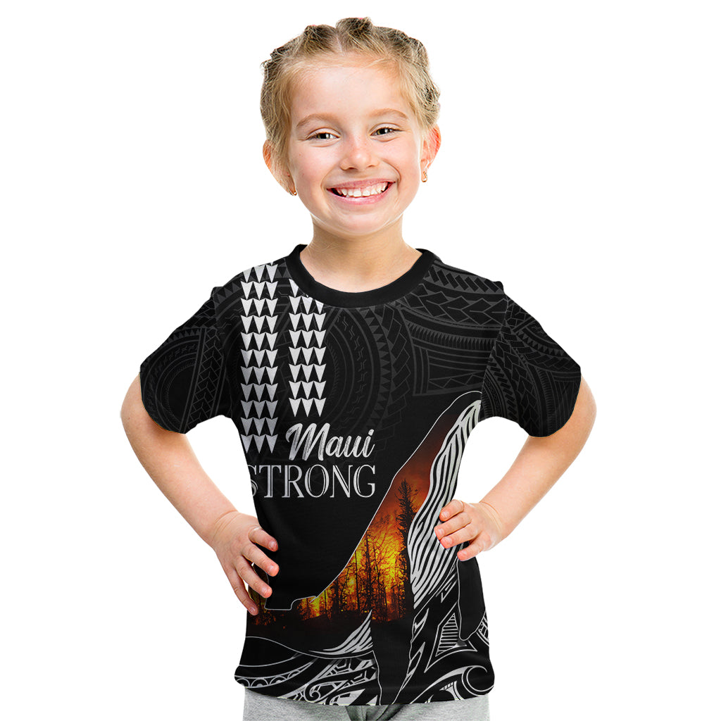 Hawaii Humpback Whale Kid T Shirt Be Strong - Pray For Maui LT7 Black - Polynesian Pride