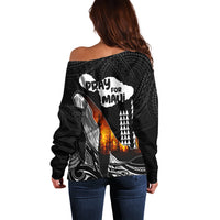 Hawaii Humpback Whale Off Shoulder Sweater Be Strong - Pray For Maui LT7 - Polynesian Pride
