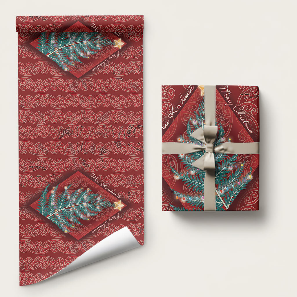 Aotearoa Maori Mangopare Meri Kirihimete Wrapping Paper Christmas Fern