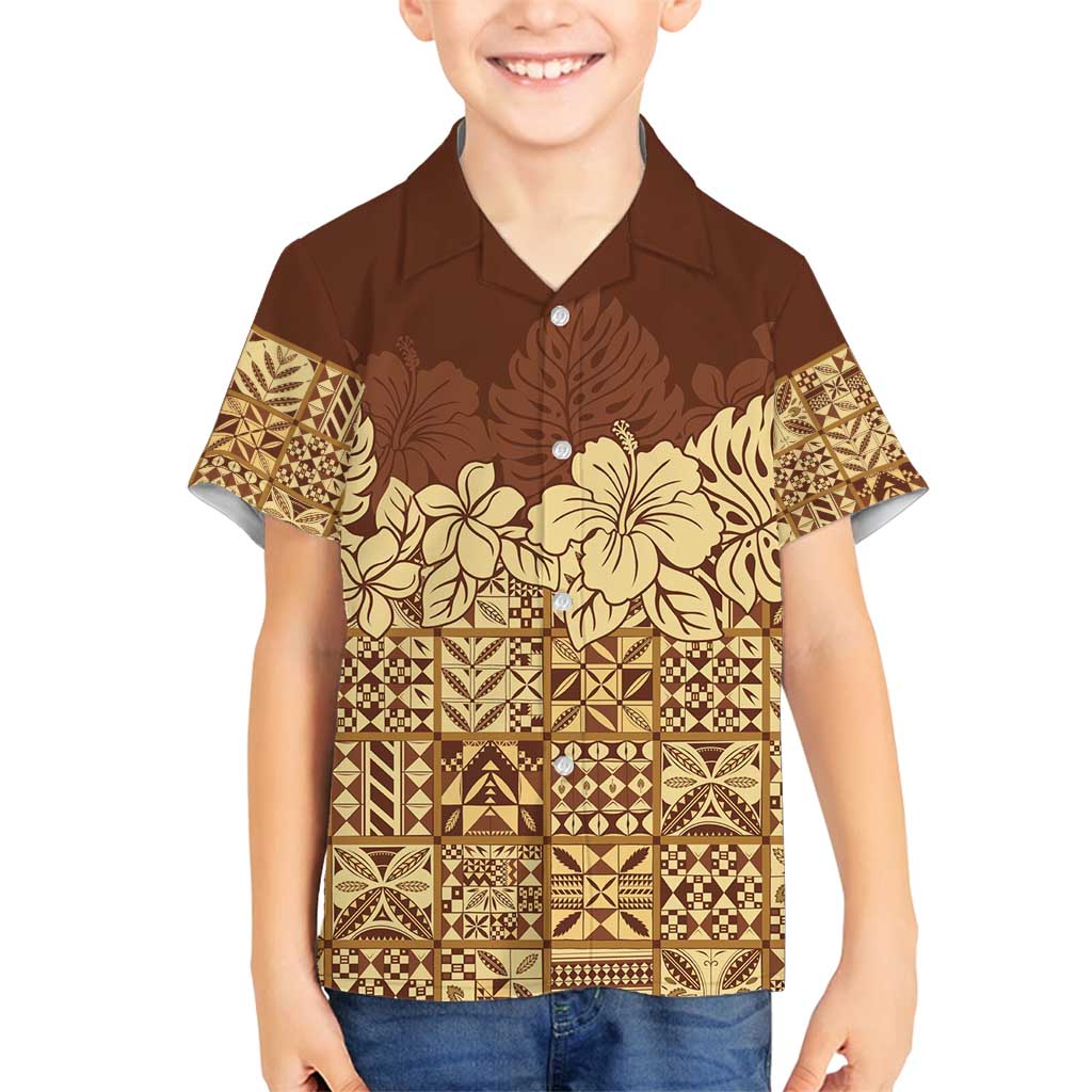 Niue Hiapo Motif Family Matching Long Sleeve Bodycon Dress and Hawaiian Shirt Tapa Classic