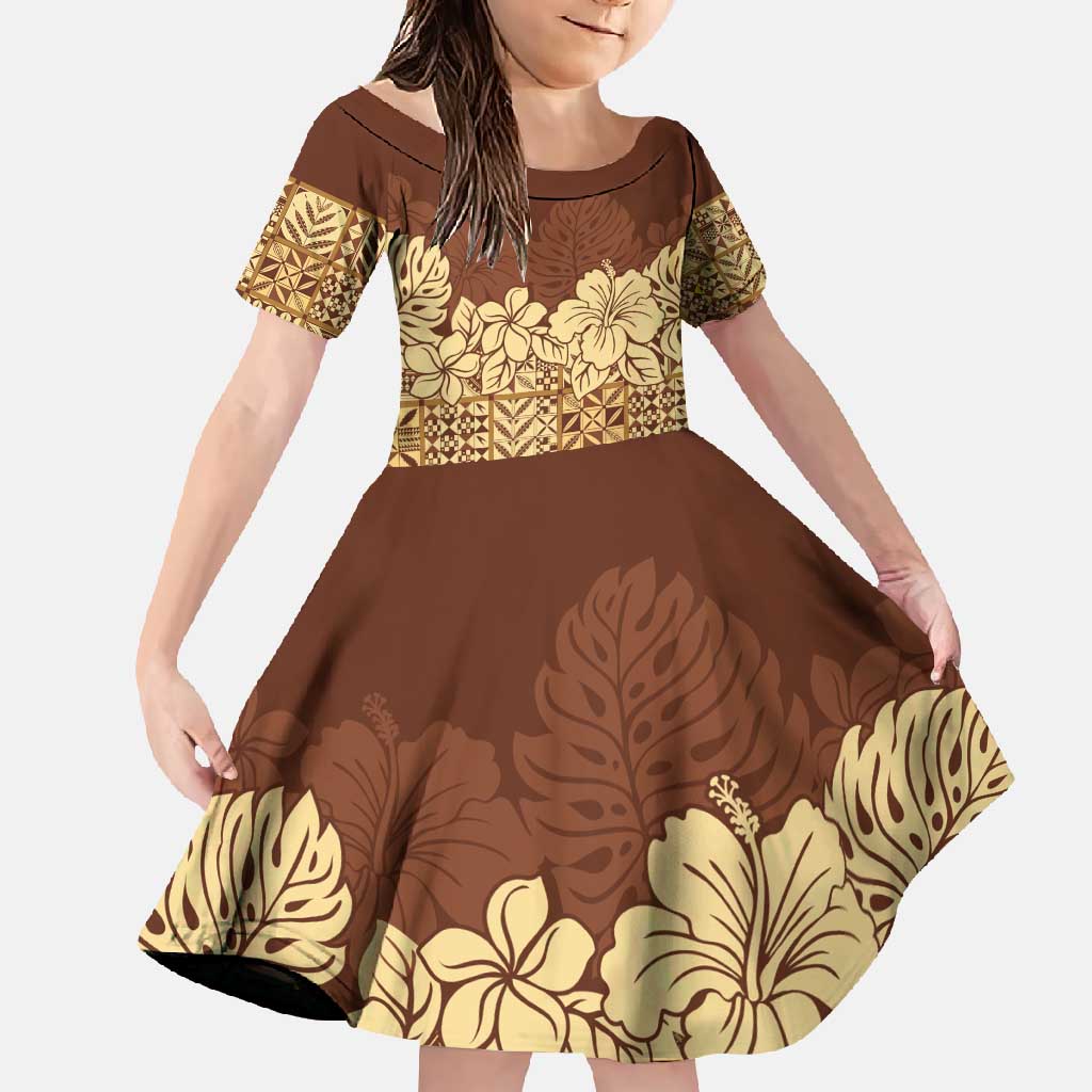 Niue Hiapo Motif Family Matching Summer Maxi Dress and Hawaiian Shirt Tapa Classic