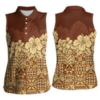 Niue Hiapo Motif Women Sleeveless Polo Shirt Tapa Classic LT7 - Polynesian Pride