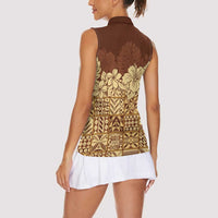 Niue Hiapo Motif Women Sleeveless Polo Shirt Tapa Classic LT7 - Polynesian Pride