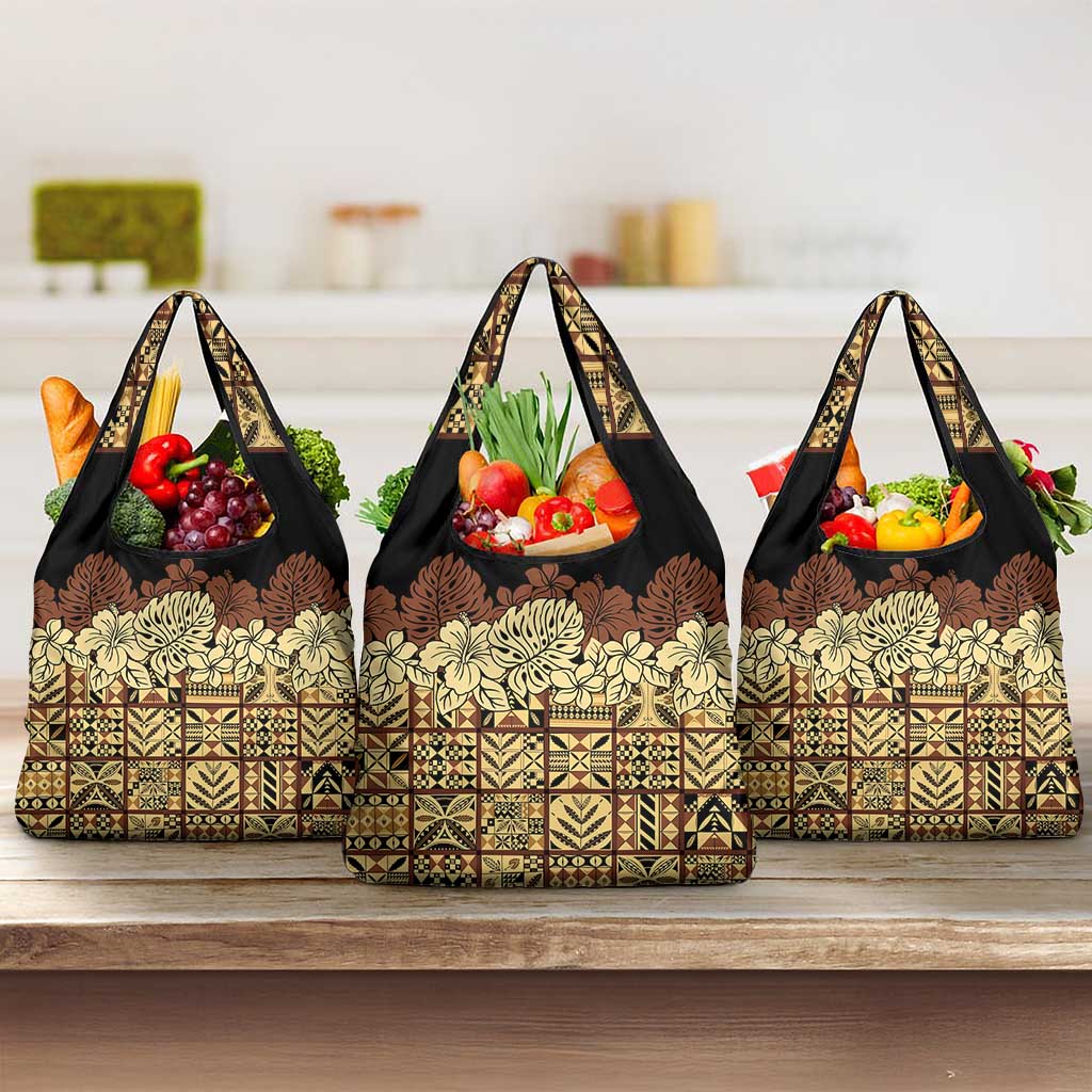 Niue Hiapo Motif Grocery Bag Tapa Classic - Black Ver