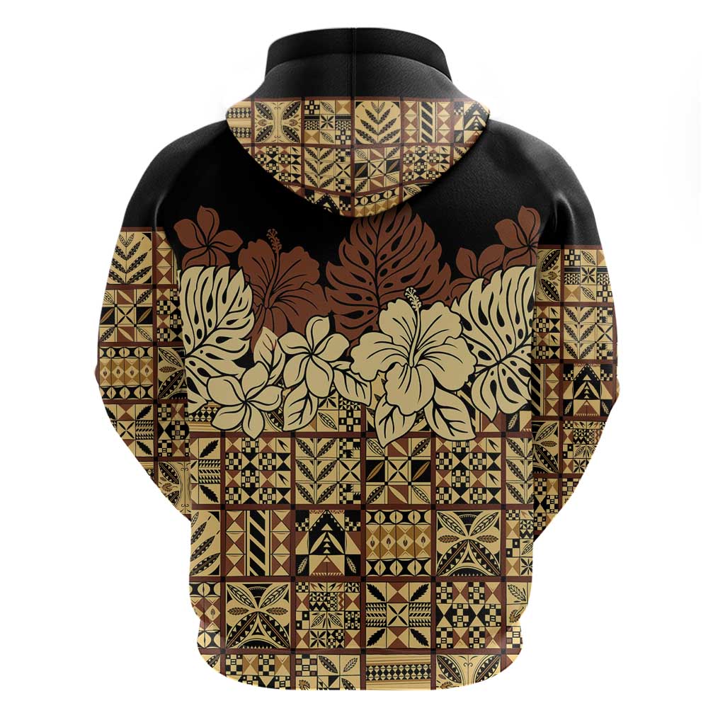 Niue Hiapo Motif Hoodie Tapa Classic - Black Ver