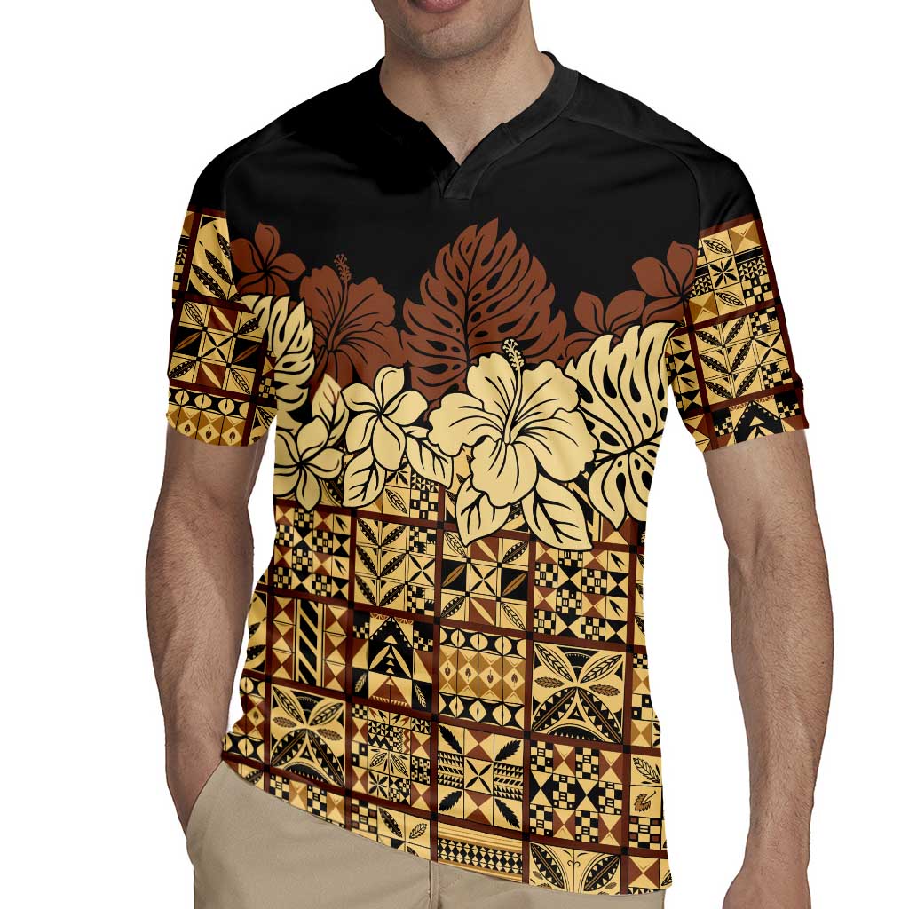 Niue Hiapo Motif Rugby Jersey Tapa Classic - Black Ver