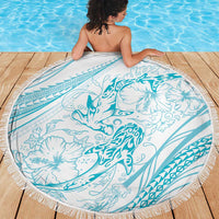 Sharks Couple Dreamy Polynesians Floral Sea Beach Blanket Turquoise LT7 - Polynesian Pride