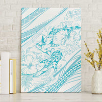 Sharks Couple Dreamy Polynesians Floral Sea Canvas Wall Art Turquoise LT7 Without Frame Turquoise - Polynesian Pride