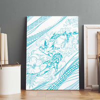 Sharks Couple Dreamy Polynesians Floral Sea Canvas Wall Art Turquoise LT7 - Polynesian Pride