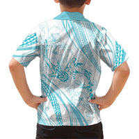Sharks Couple Dreamy Polynesians Floral Sea Family Matching Tank Maxi Dress and Hawaiian Shirt Turquoise LT7 - Polynesian Pride