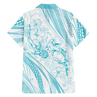Sharks Couple Dreamy Polynesians Floral Sea Family Matching Tank Maxi Dress and Hawaiian Shirt Turquoise LT7 - Polynesian Pride