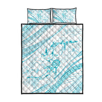 Sharks Couple Dreamy Polynesians Floral Sea Quilt Bed Set Turquoise LT7 - Polynesian Pride